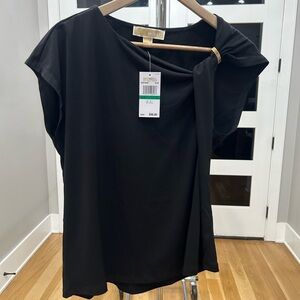 Michael Kors Black Top with One-Shoulder Tie